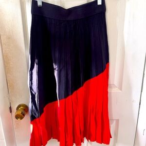 Tory Burch navy blue and red midi-length skirt
